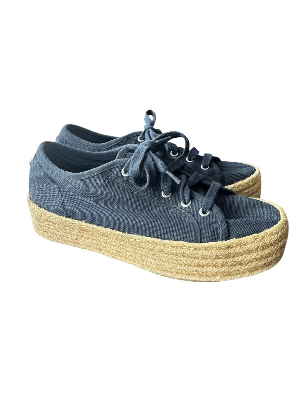Steve Madden Hampton Navy Canvas Espadrille Platform Sneakers - Picture 2 of 7